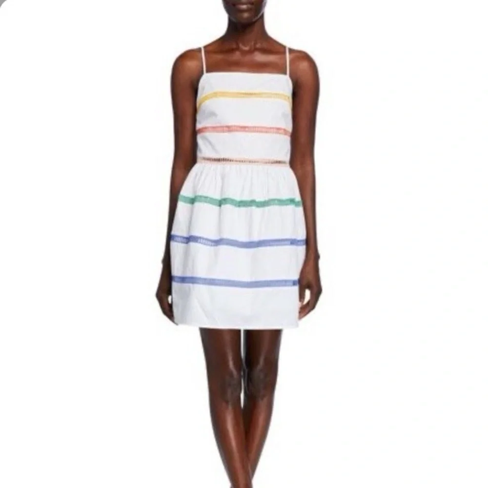 ENGLISH FACTORY Let's Go To Town White Multi Ladder Lace Dress Medium - Picture 4 of 8